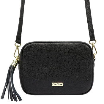 Kožená kabelka MiaMore čierna KZ50203