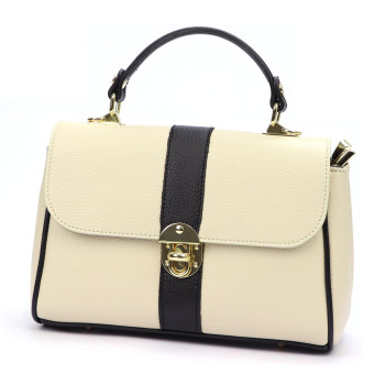 Kožená kabelka Luka beż + czarny KZ51814