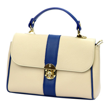 Kožená kabelka Luka beż + niebieski KZ51815