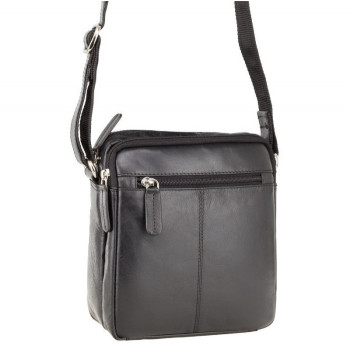 Značková pánska kožená taška cez rameno čierna (KT186)