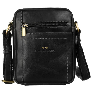 Pánska kožená crossbody taška čierna (KT175)