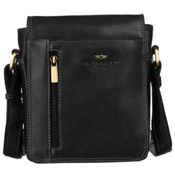 Pánska kožená crossbody taška čierna (KT177)