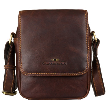 Pánska kožená crossbody taška hnedá (KT178)