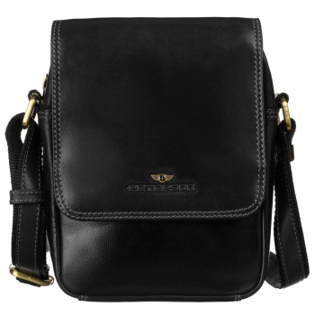 Pánska kožená crossbody taška čierna (KT179)