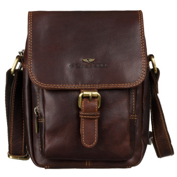 Pánska kožená crossbody taška hnedá (KT182)
