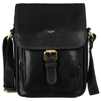 Pánska kožená crossbody taška čierna (KT183)