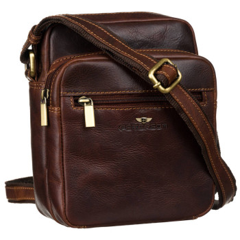 Pánska kožená crossbody taška hnedá (KT184)