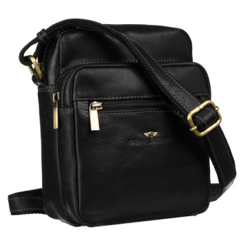 Pánska kožená crossbody taška čierna (KT185)