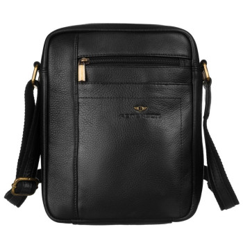 Pánska kožená crossbody taška čierna (KT195)
