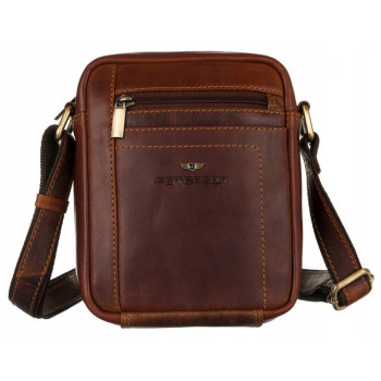 Pánska kožená crossbody taška hnedá (KT214)
