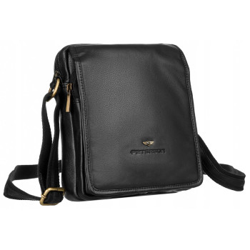 Pánska kožená crossbody taška čierna (KT219)