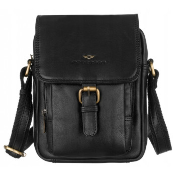 Pánska kožená crossbody taška čierna (KT219)