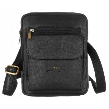 Pánska kožená crossbody taška čierna (KT226)