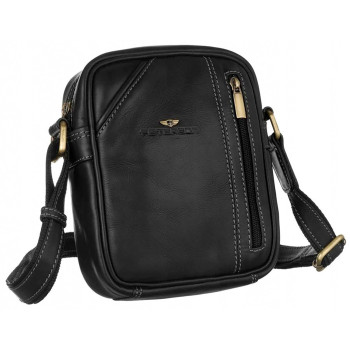 Pánska kožená crossbody taška čierna (KT228)