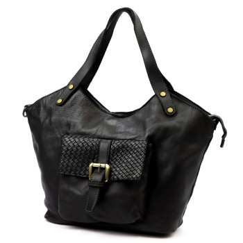 Kožená kabelka VS čierna KZ56032