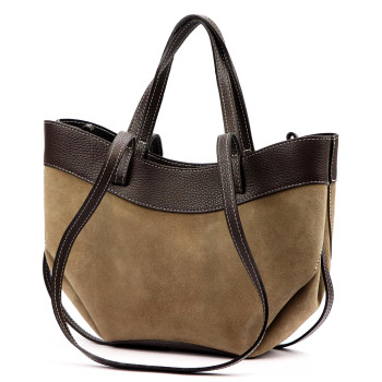 Kožená kabelka Luka taupe + ciemny brąz KZ2258787