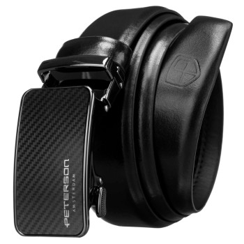 Pánsky kožený automatický opasok s karbónovým dekórom (KP187)