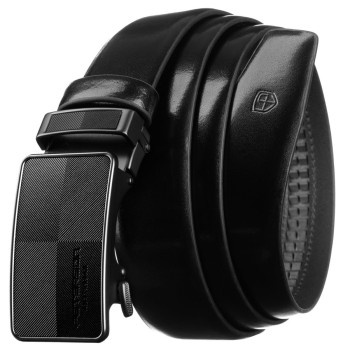 Značkový pánsky kožený automatický opasok čierny (KP194)