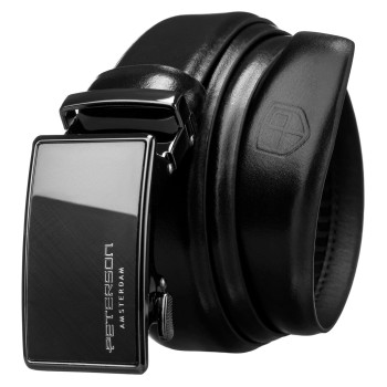 Značkový pánsky kožený automatický opasok čierny (KP196)