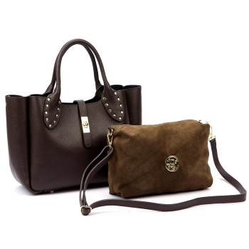 Kožená kabelka 2v1 hnedá KZ2259059